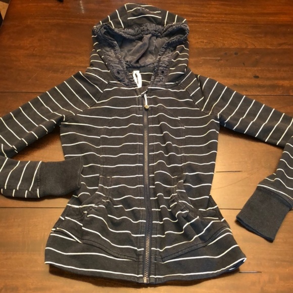 lululemon athletica Tops - Lululemon striped scuba hoodie. Size 2.